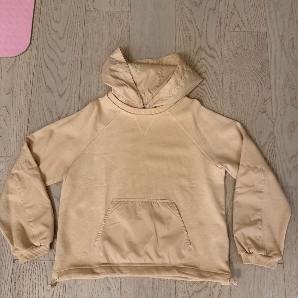 Beige removable Hooded Sweatshirt and Short Set